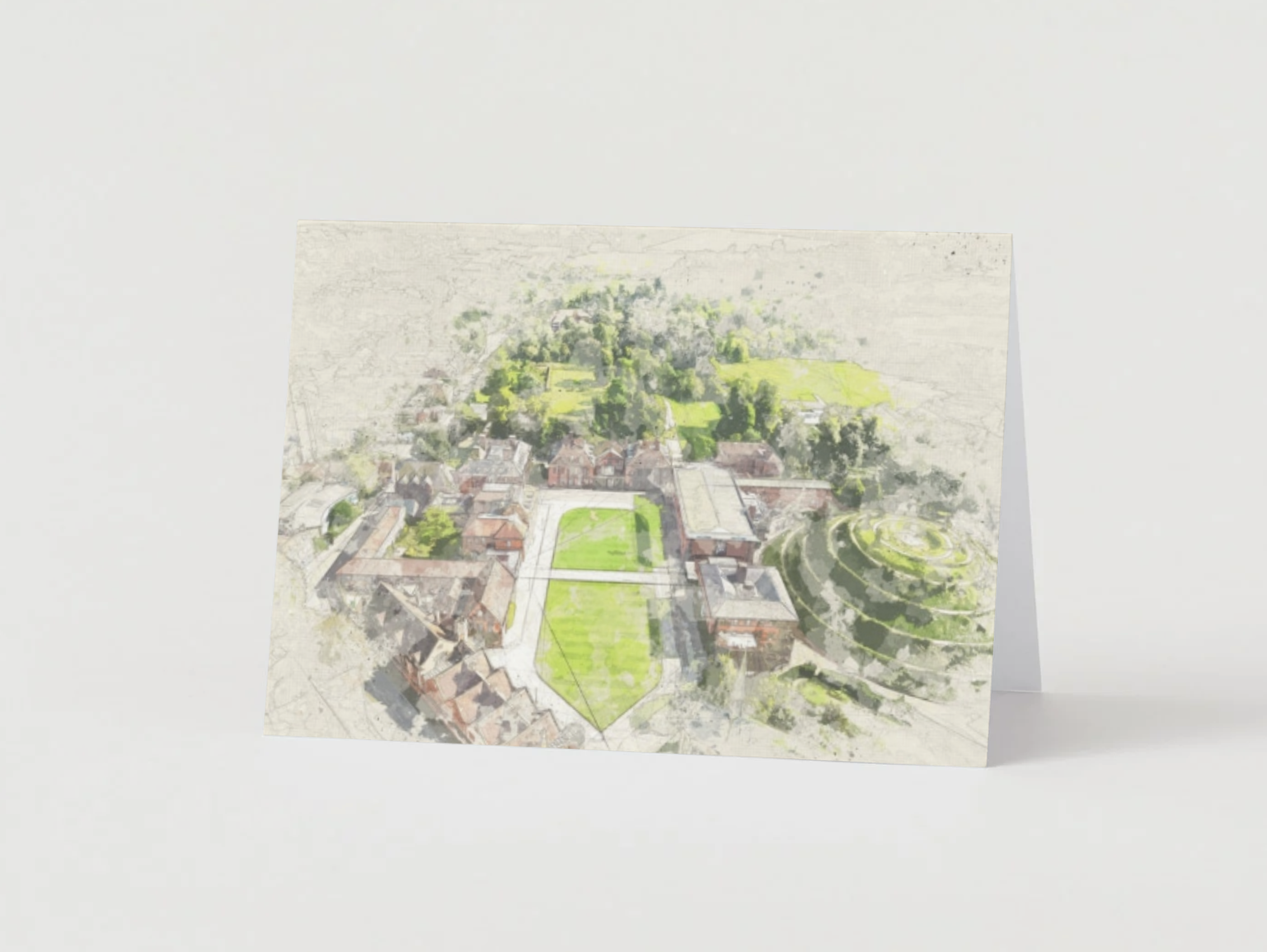Aerial illustration of the Court and Mound at Marlborough College